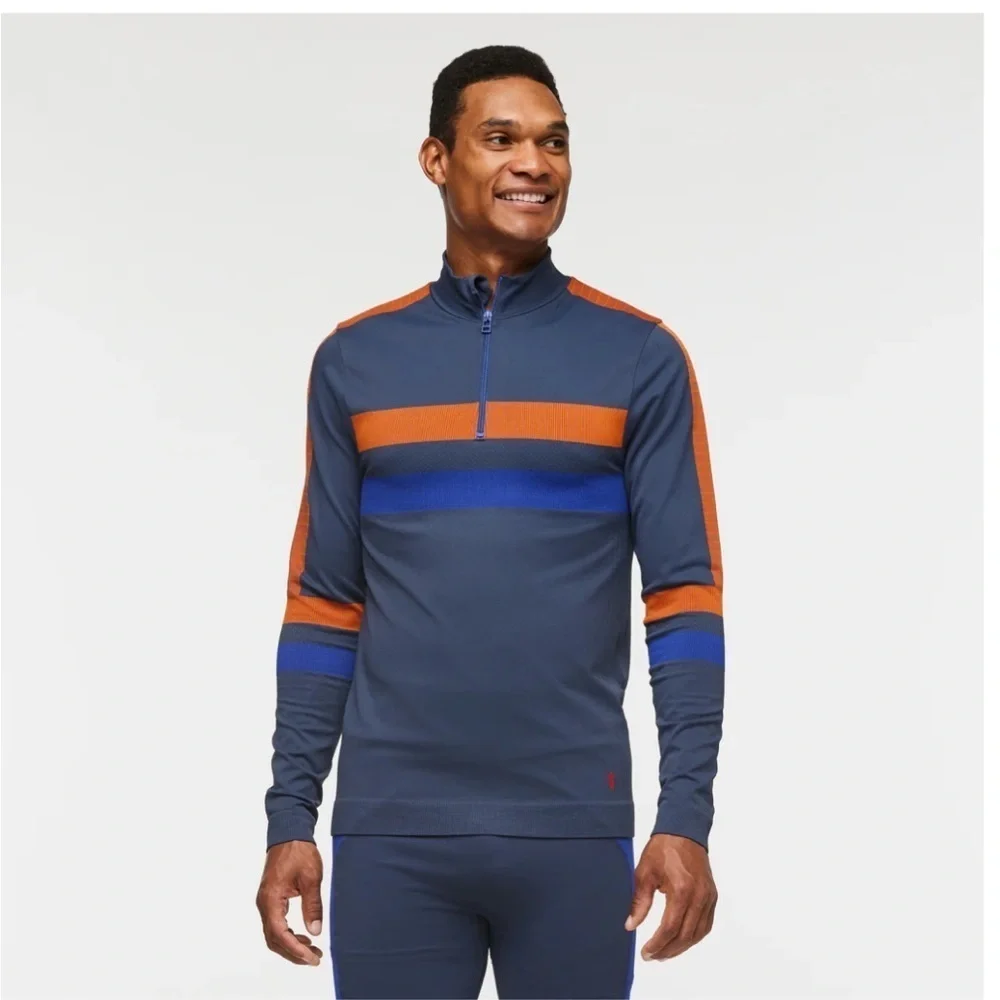 Cotopaxi Men's Medium Debajo Seamless Baselayer Quarter-Zip Ink Stripes NWT